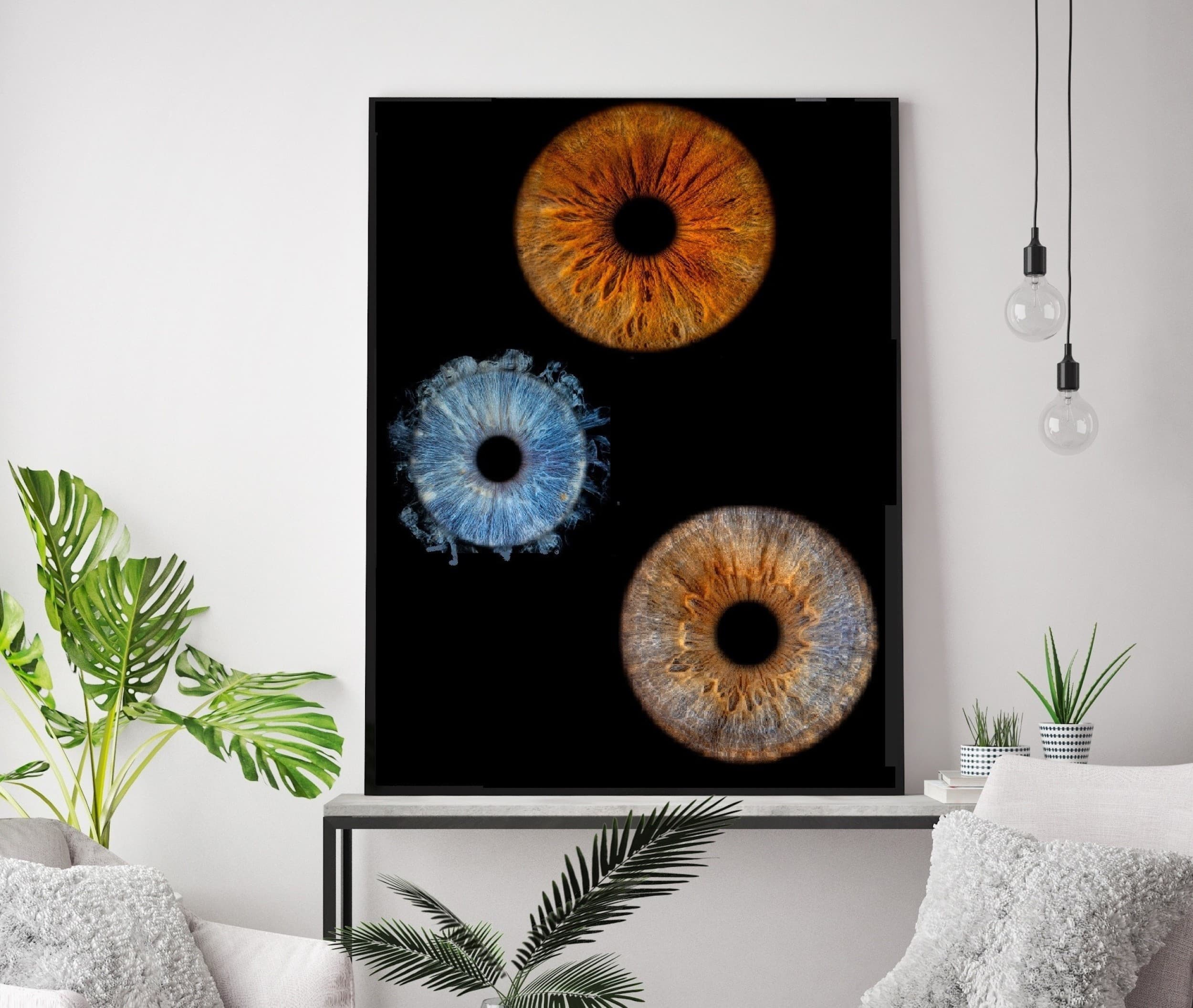 Artystyczne Zdjęcie Tęczówek Oczu (3 Osoby) Premium – Format 90x30 cm | Poznań  | Wyjątkowy Prezent