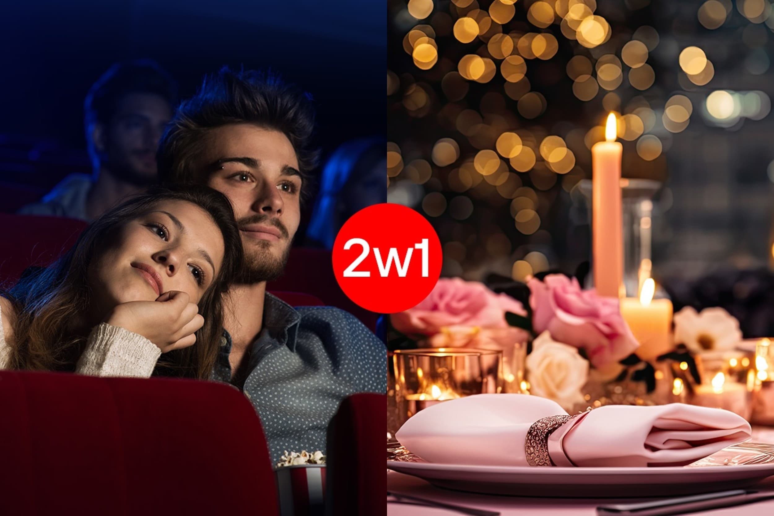Romantyczny Wieczór - Seans w Kinie z Kolacją dla Dwojga | Wiele Lokalizacji 
