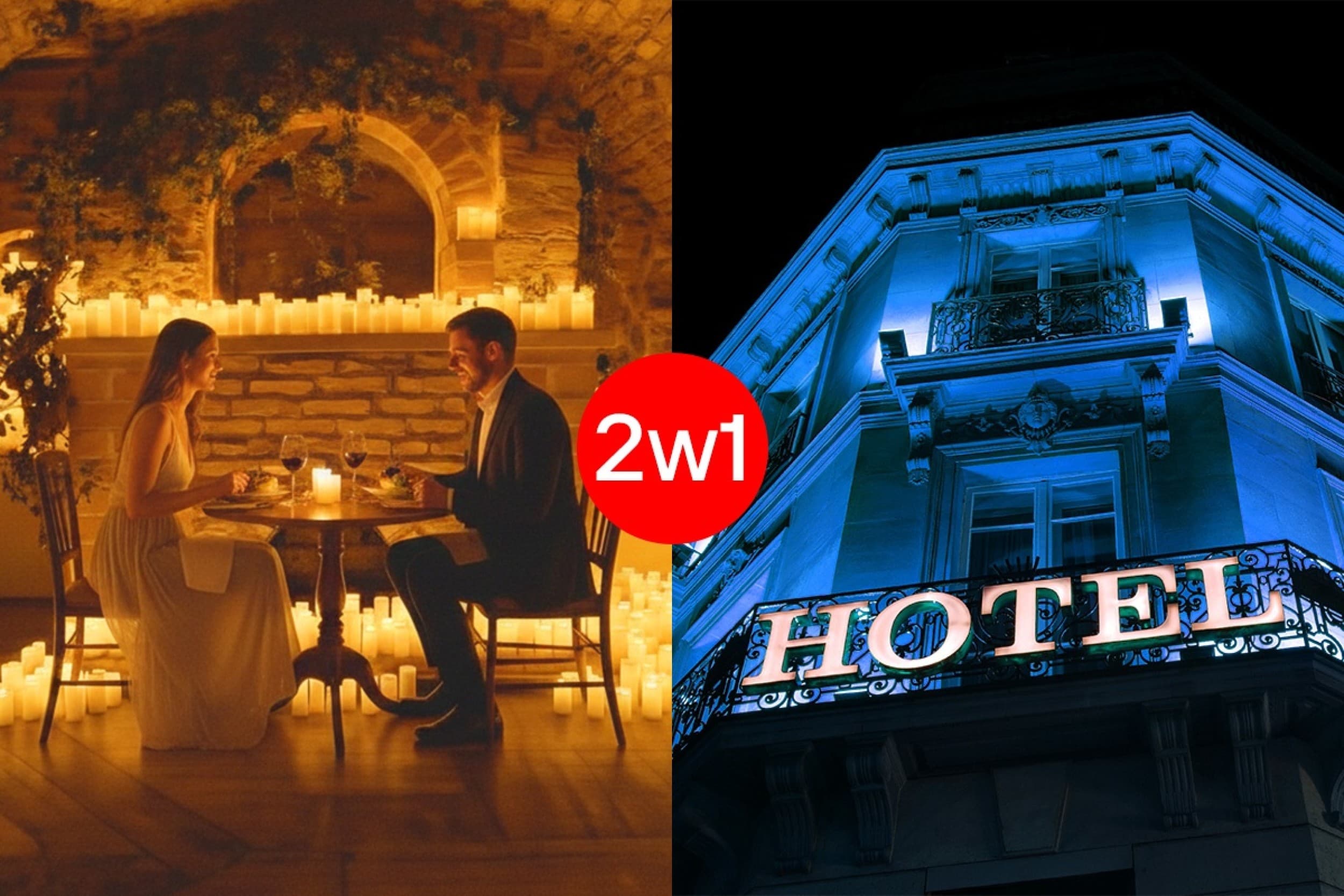 Candlelit Dinner - Kolacja wśród Tysiąca Świec z Noclegiem dla Dwojga | Wiele Lokalizacji