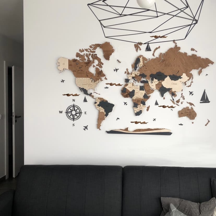 Stwórz Drewnianą Mapę Świata 3D - rozmiar L