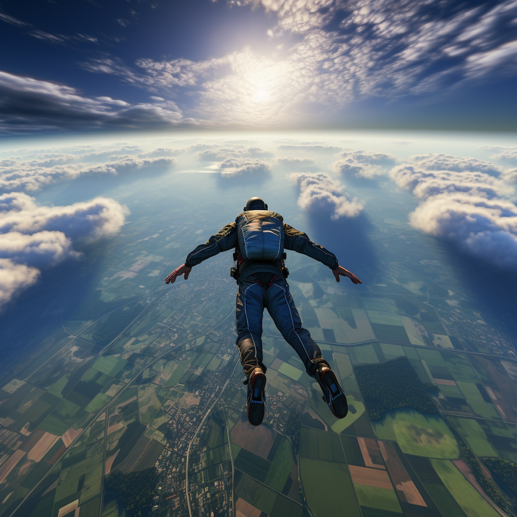 Przygotowanie do skoku ze spadochronem - moment swobodnego spadania podczas skoku spadochronowego