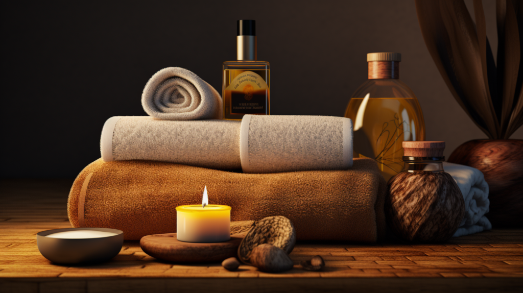 akcesoria do masażu, olejki, ręczniki, świece 