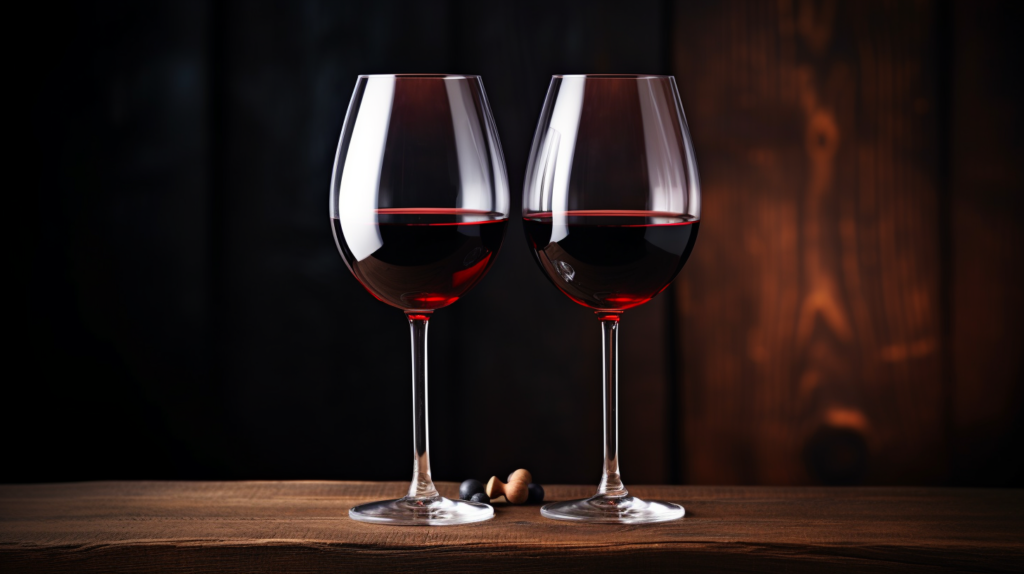 dwa  kieliszki czerwonego wina