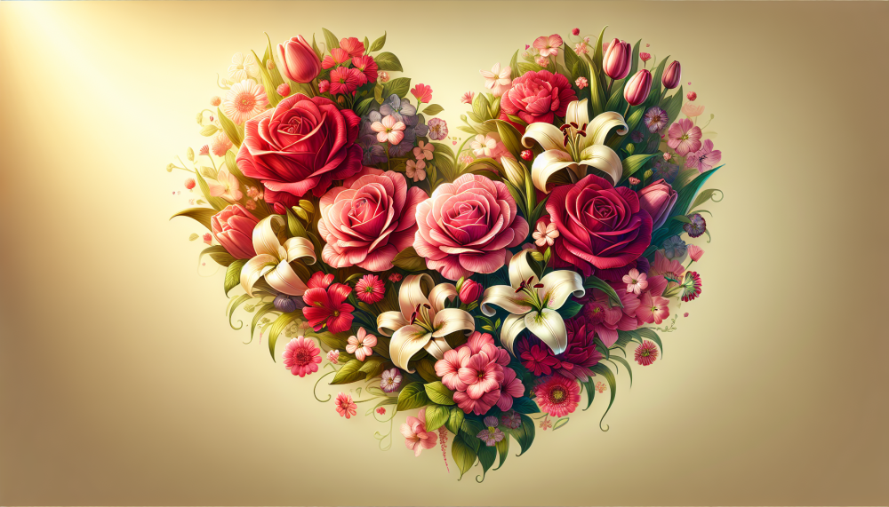 Kwiaty i serce na tle Dnia Matki